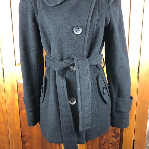 ESPRIT Outwear Black Wool Pea Coat Y2K Whimsigoth Fairy Grunge Timeless - Picture 13 of 17